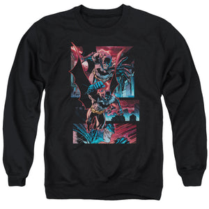 AN OFFCIALLY LICENSED BATMAN DARK KNIGHT PANELS ADULT UNISEX CREWNECK SWEATSHIRT BLACK