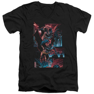 AN OFFCIALLY LICENSED BATMAN DARK KNIGHT PANELS MEN'S V-NECK T-SHIRT BLACK