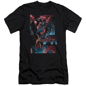 AN OFFCIALLY LICENSED BATMAN DARK KNIGHT PANELS MEN'S PREMIUM SLIM FIT T-SHIRT BLACK