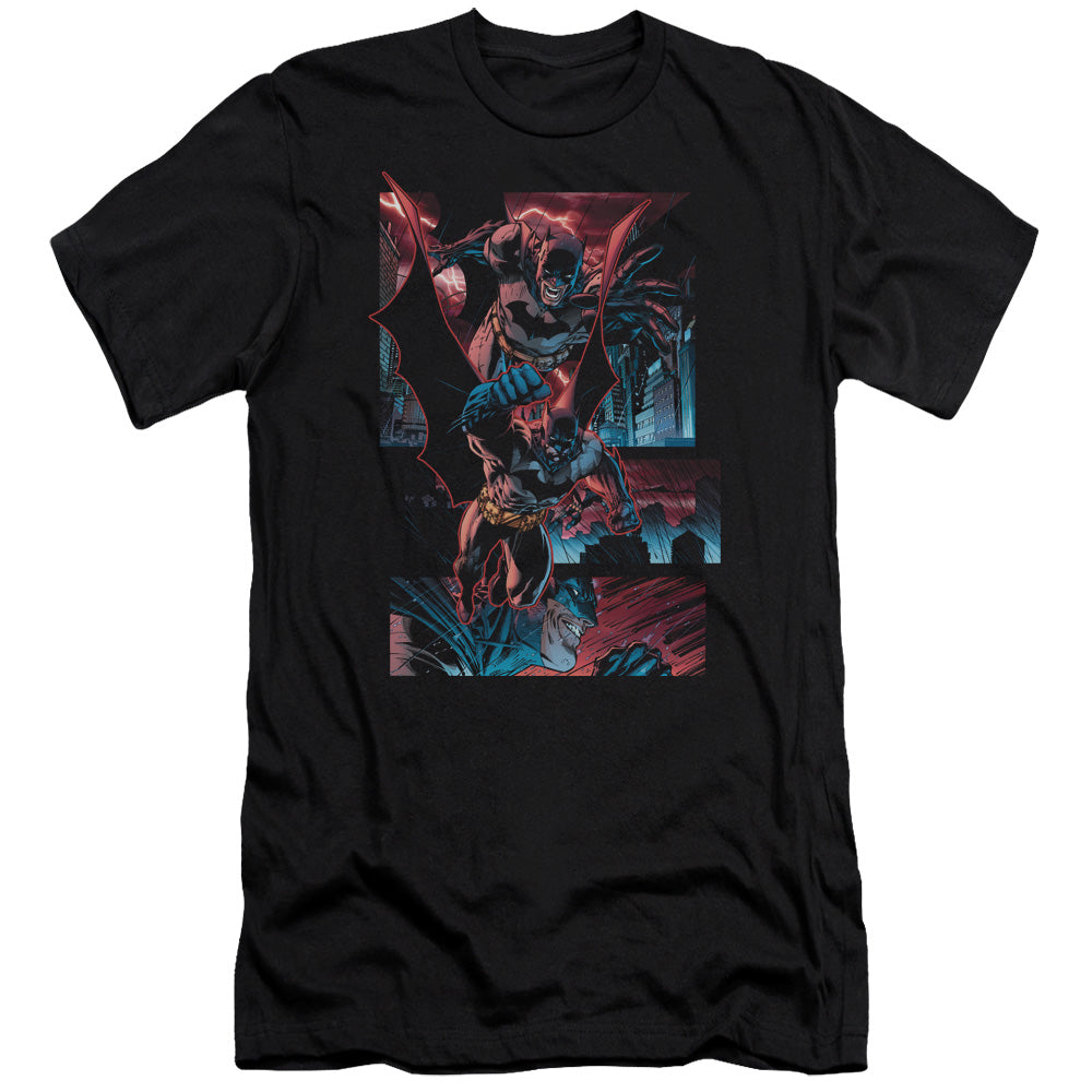 AN OFFCIALLY LICENSED BATMAN DARK KNIGHT PANELS MEN'S PREMIUM SLIM FIT T-SHIRT BLACK