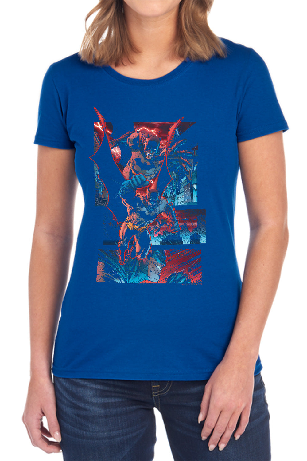 AN OFFCIALLY LICENSED BATMAN DARK KNIGHT PANELS WOMEN'S REGULAR FIT T-SHIRT BLACK