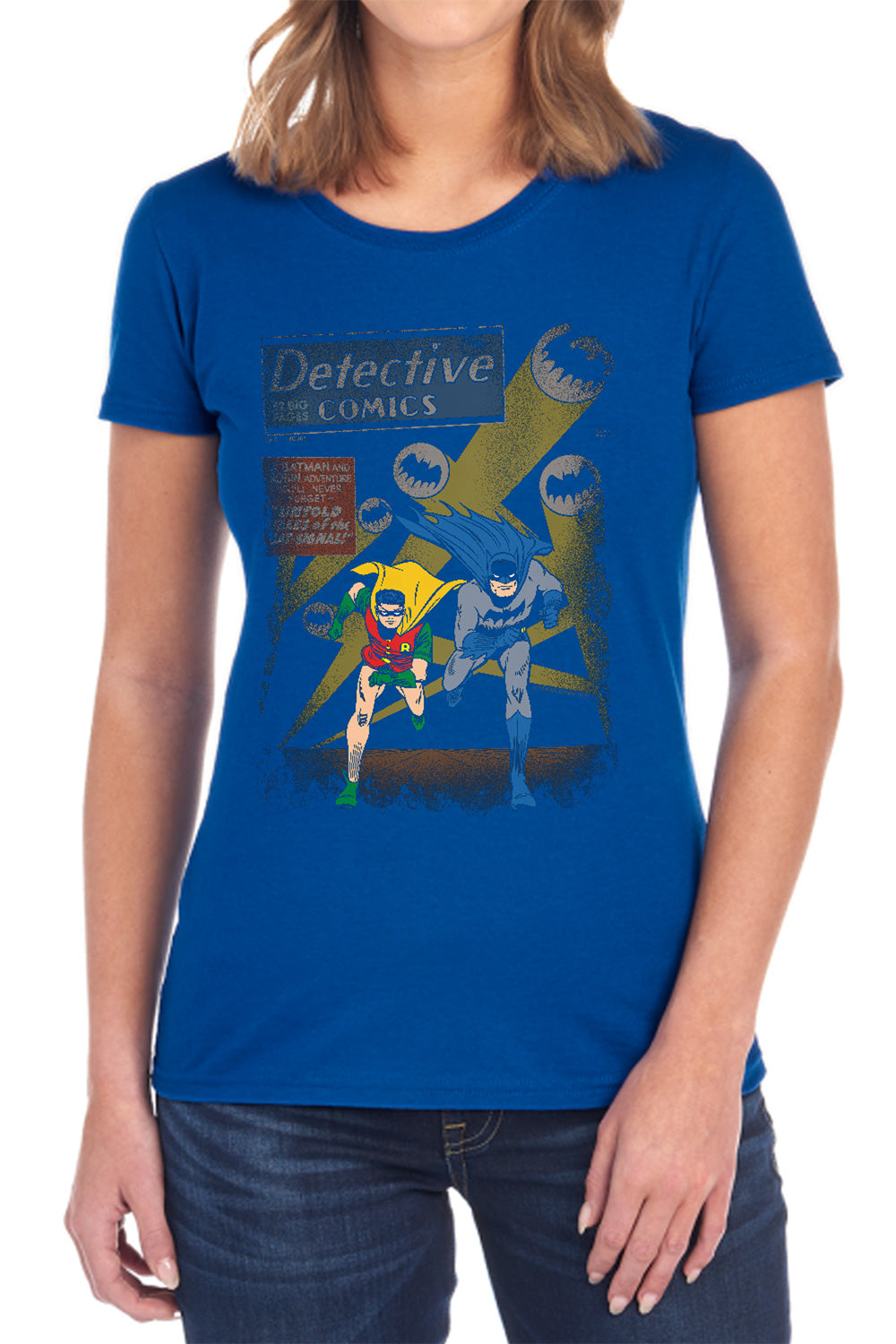 AN OFFCIALLY LICENSED BATMAN DYNAMIC DUO WOMEN'S REGULAR FIT T-SHIRT BLACK