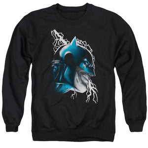 AN OFFCIALLY LICENSED BATMAN CRAZY GRIN ADULT UNISEX CREWNECK SWEATSHIRT BLACK