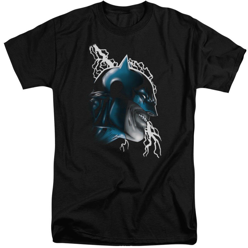 AN OFFCIALLY LICENSED BATMAN CRAZY GRIN MEN'S TALL FIT T-SHIRT BLACK
