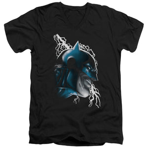 AN OFFCIALLY LICENSED BATMAN CRAZY GRIN MEN'S V-NECK T-SHIRT BLACK