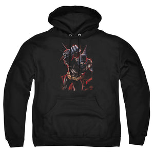 AN OFFCIALLY LICENSED BATMAN CRIMSON KNIGHT ADULT UNISEX PULLOVER HOODIE BLACK