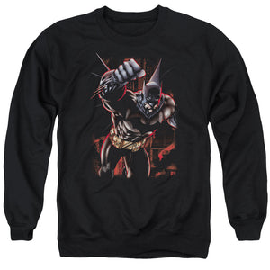 AN OFFCIALLY LICENSED BATMAN CRIMSON KNIGHT ADULT UNISEX CREWNECK SWEATSHIRT BLACK