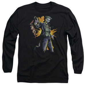 AN OFFCIALLY LICENSED BATMAN JOKER BANG MEN'S LONG SLEEVE T-SHIRT BLACK