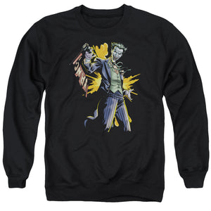 AN OFFCIALLY LICENSED BATMAN JOKER BANG ADULT UNISEX CREWNECK SWEATSHIRT BLACK