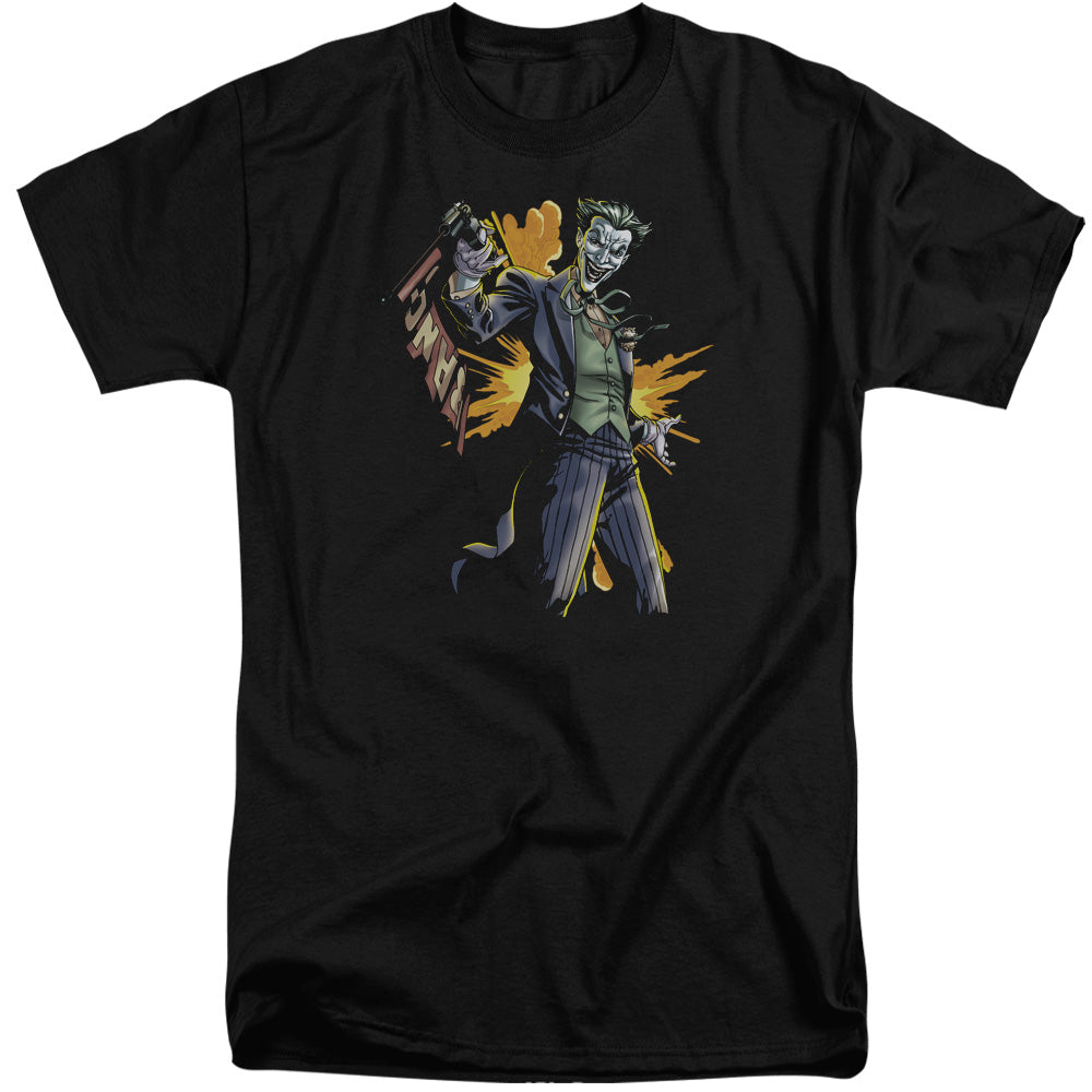 AN OFFCIALLY LICENSED BATMAN JOKER BANG MEN'S TALL FIT T-SHIRT BLACK