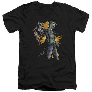 AN OFFCIALLY LICENSED BATMAN JOKER BANG MEN'S V-NECK T-SHIRT BLACK