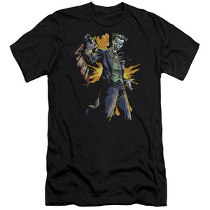 AN OFFCIALLY LICENSED BATMAN JOKER BANG MEN'S PREMIUM SLIM FIT T-SHIRT BLACK