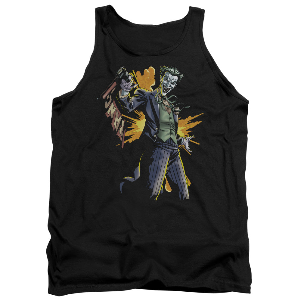 AN OFFCIALLY LICENSED BATMAN JOKER BANG ADULT UNISEX TANK TOP BLACK