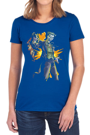 AN OFFCIALLY LICENSED BATMAN JOKER BANG WOMEN'S REGULAR FIT T-SHIRT BLACK