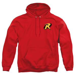 AN OFFCIALLY LICENSED BATMAN ROBIN LOGO ADULT UNISEX PULLOVER HOODIE RED
