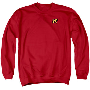AN OFFCIALLY LICENSED BATMAN ROBIN LOGO ADULT UNISEX CREWNECK SWEATSHIRT RED