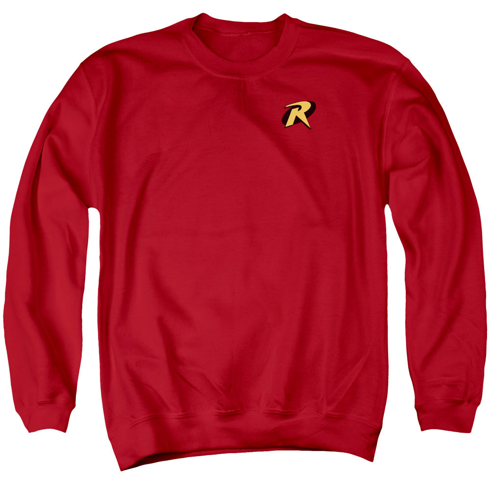 AN OFFCIALLY LICENSED BATMAN ROBIN LOGO ADULT UNISEX CREWNECK SWEATSHIRT RED