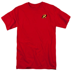 AN OFFCIALLY LICENSED BATMAN ROBIN LOGO MEN'S REGULAR FIT T-SHIRT RED