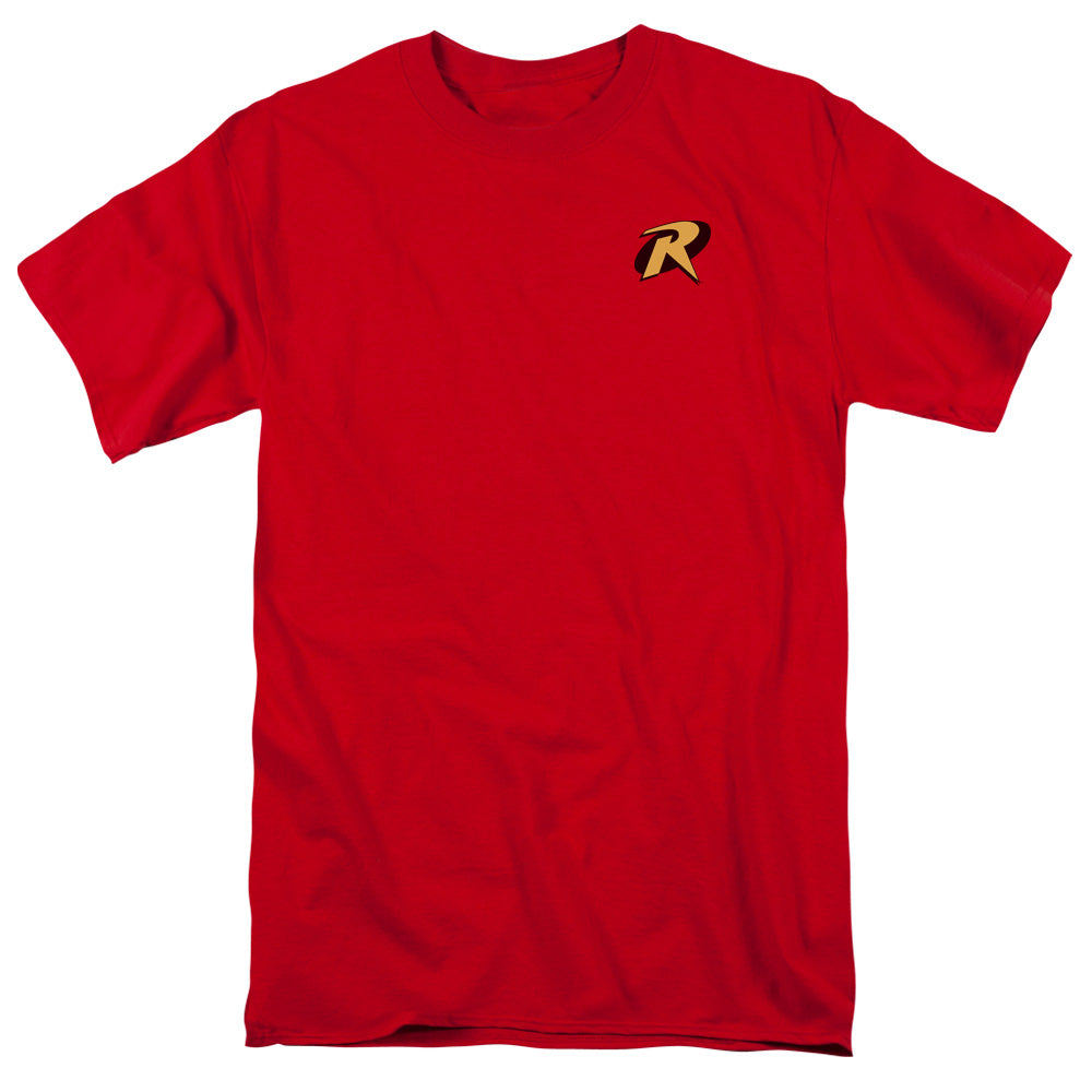 AN OFFCIALLY LICENSED BATMAN ROBIN LOGO MEN'S REGULAR FIT T-SHIRT RED