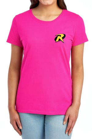 AN OFFCIALLY LICENSED BATMAN ROBIN LOGO WOMEN'S REGULAR FIT T-SHIRT RED