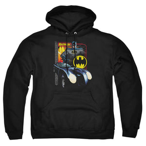 AN OFFCIALLY LICENSED BATMAN BAT RACING ADULT UNISEX PULLOVER HOODIE BLACK