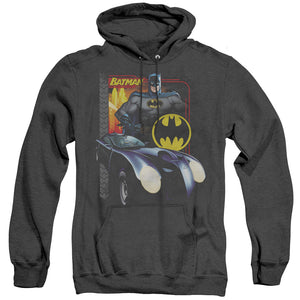 AN OFFCIALLY LICENSED BATMAN BAT RACING ADULT UNISEX HEATHER PULLOVER HOODIE BLACK