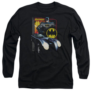 AN OFFCIALLY LICENSED BATMAN BAT RACING MEN'S LONG SLEEVE T-SHIRT BLACK