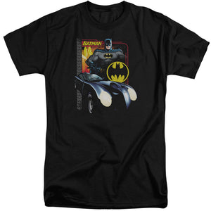 AN OFFCIALLY LICENSED BATMAN BAT RACING MEN'S TALL FIT T-SHIRT BLACK