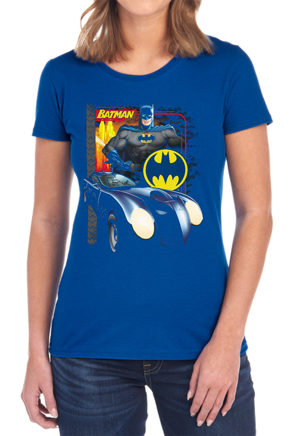 AN OFFCIALLY LICENSED BATMAN BAT RACING WOMEN'S REGULAR FIT T-SHIRT BLACK