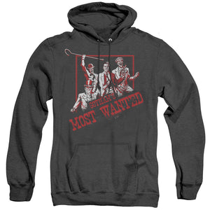 AN OFFCIALLY LICENSED BATMAN GOTHAMS MOST WANTED ADULT UNISEX HEATHER PULLOVER HOODIE BLACK