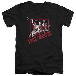AN OFFCIALLY LICENSED BATMAN GOTHAMS MOST WANTED MEN'S V-NECK T-SHIRT BLACK