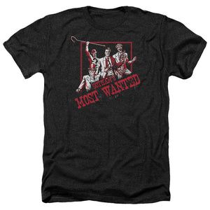 AN OFFCIALLY LICENSED BATMAN GOTHAMS MOST WANTED MEN'S HEATHER T-SHIRT CHARCOAL