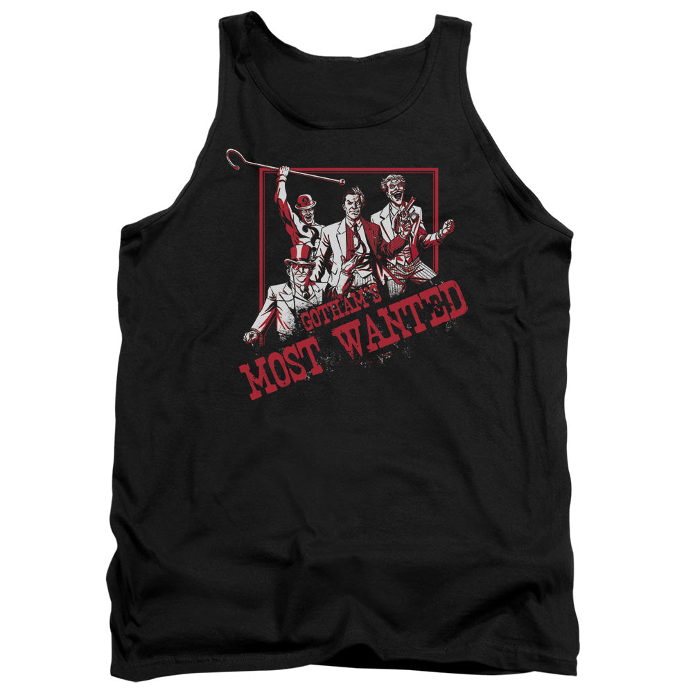 AN OFFCIALLY LICENSED BATMAN GOTHAMS MOST WANTED ADULT UNISEX TANK TOP BLACK