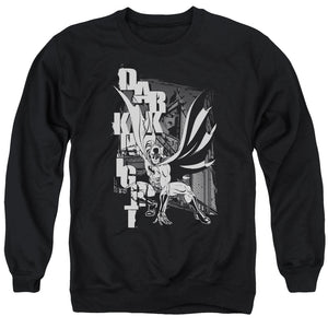 AN OFFCIALLY LICENSED BATMAN VERTICAL LETTERS ADULT UNISEX CREWNECK SWEATSHIRT BLACK