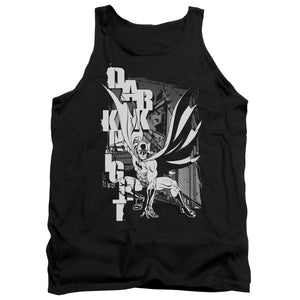 AN OFFCIALLY LICENSED BATMAN VERTICAL LETTERS ADULT UNISEX TANK TOP BLACK