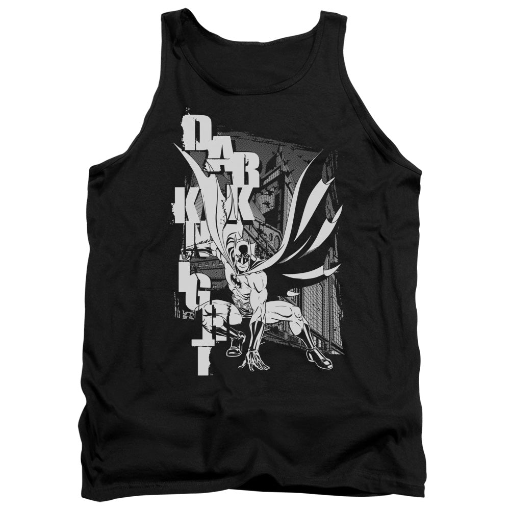 AN OFFCIALLY LICENSED BATMAN VERTICAL LETTERS ADULT UNISEX TANK TOP BLACK