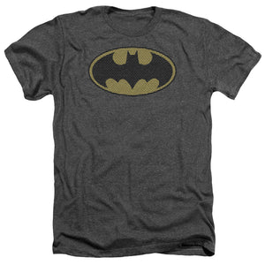 AN OFFCIALLY LICENSED BATMAN LITTLE LOGOS MEN'S HEATHER T-SHIRT CHARCOAL