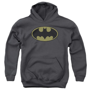 AN OFFCIALLY LICENSED BATMAN LITTLE LOGOS YOUTH HOODIE CHARCOAL