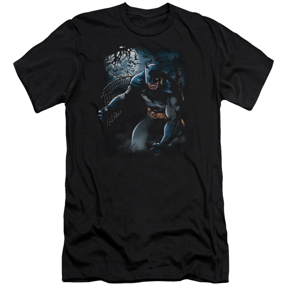 AN OFFCIALLY LICENSED BATMAN LIGHT OF THE MOON MEN'S PREMIUM SLIM FIT T-SHIRT BLACK