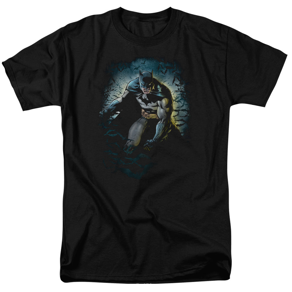 AN OFFCIALLY LICENSED BATMAN BAT CAVE MEN'S REGULAR FIT T-SHIRT BLACK
