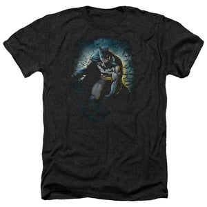 AN OFFCIALLY LICENSED BATMAN BAT CAVE MEN'S HEATHER T-SHIRT CHARCOAL