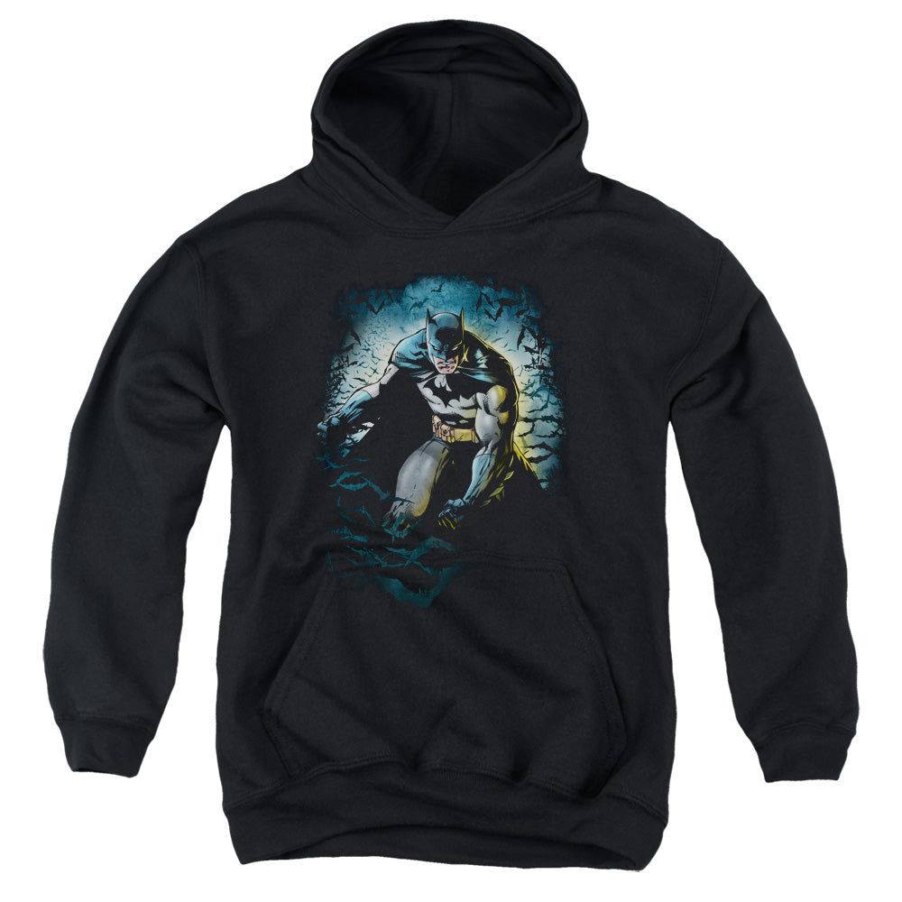 AN OFFCIALLY LICENSED BATMAN BAT CAVE YOUTH HOODIE BLACK