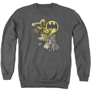 AN OFFCIALLY LICENSED BATMAN BAT SIGNAL ADULT UNISEX CREWNECK SWEATSHIRT CHARCOAL