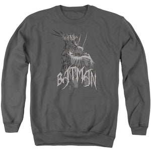 AN OFFCIALLY LICENSED BATMAN SCARY RIGHT HAND ADULT UNISEX CREWNECK SWEATSHIRT CHARCOAL