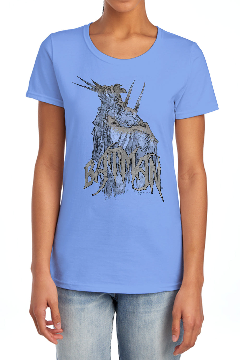 AN OFFCIALLY LICENSED BATMAN SCARY RIGHT HAND WOMEN'S REGULAR FIT T-SHIRT CHARCOAL