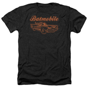 AN OFFCIALLY LICENSED BATMAN BATMOBILE MEN'S HEATHER T-SHIRT CHARCOAL