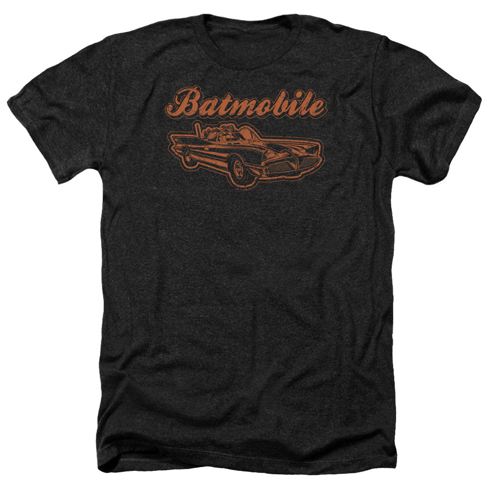 AN OFFCIALLY LICENSED BATMAN BATMOBILE MEN'S HEATHER T-SHIRT CHARCOAL