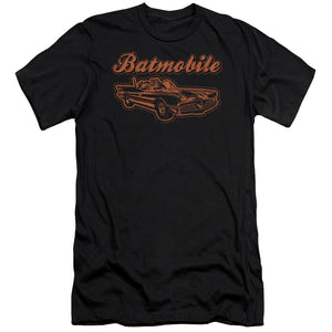 AN OFFCIALLY LICENSED BATMAN BATMOBILE MEN'S PREMIUM SLIM FIT T-SHIRT BLACK
