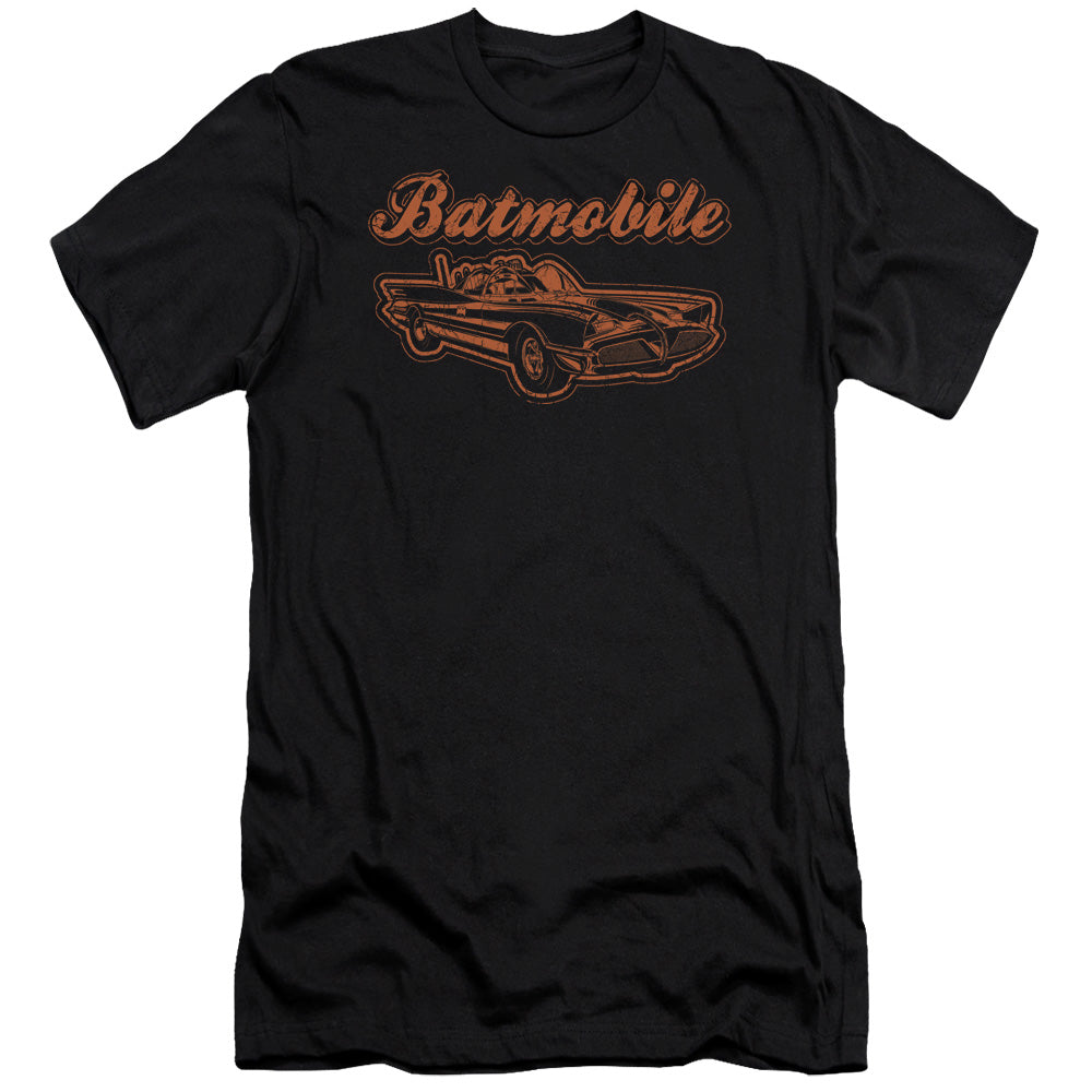 AN OFFCIALLY LICENSED BATMAN BATMOBILE MEN'S PREMIUM SLIM FIT T-SHIRT BLACK