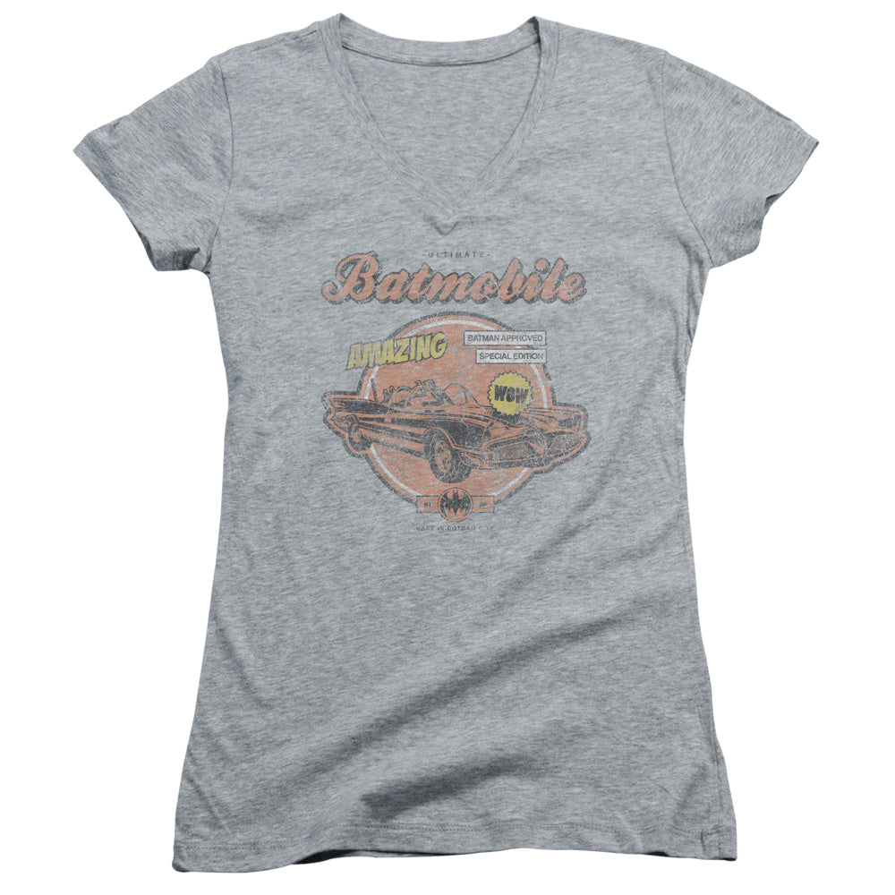 Batman Amzing Batmobile Licensed Women's T-Shirt Juniors V-Neck 2X